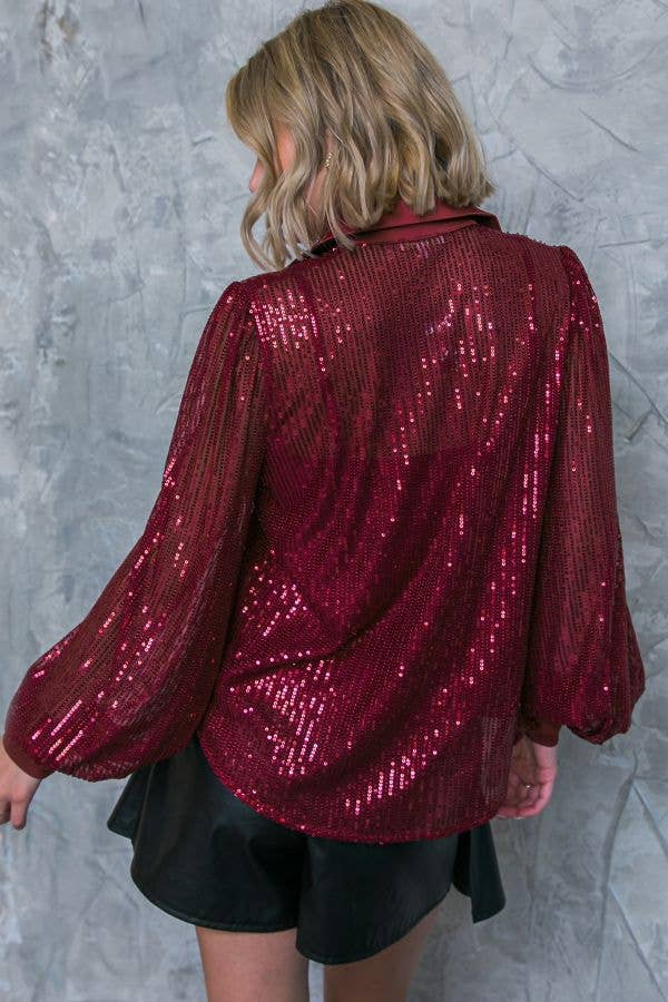 Flying Tomato: A sequin top BURGUNDY