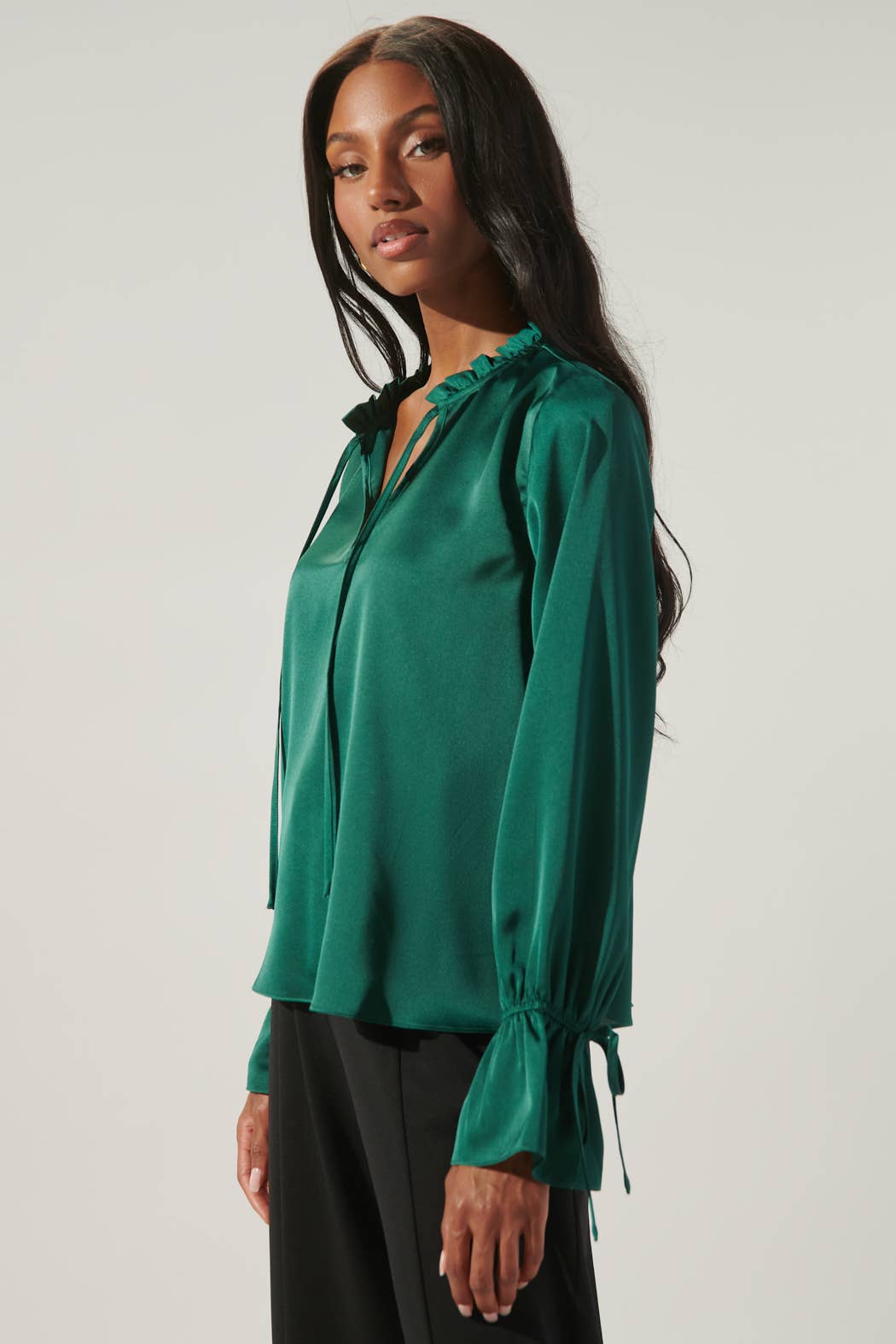 Sugarlips - Chateau Satin Ezra Split Neck Blouse