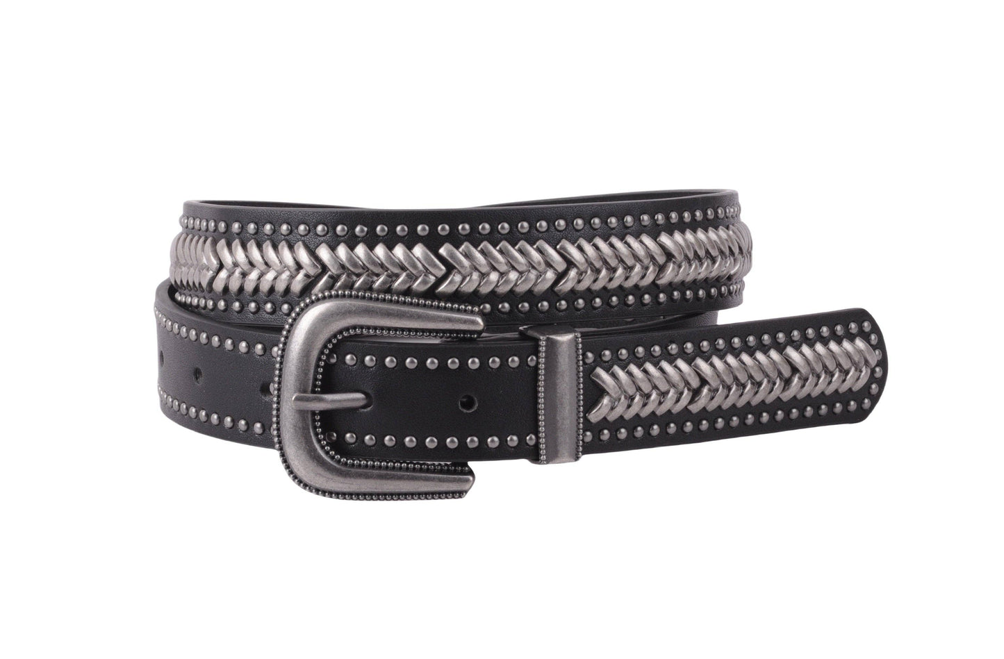 Most Wanted USA - Stud-Lined Chevron Hardware Leather Belt