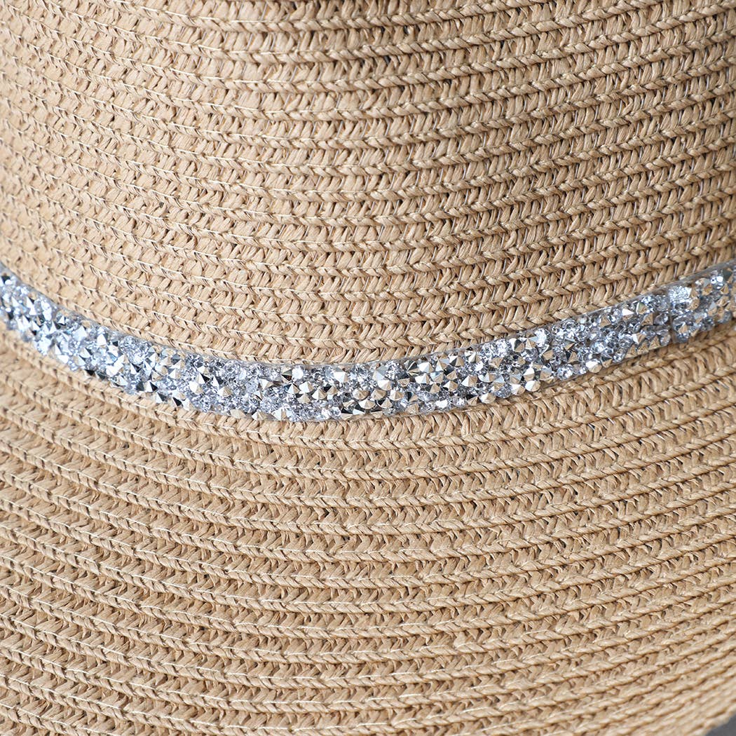 Fashion City - Rhinestone Band Straw Panama Cowboy Hat