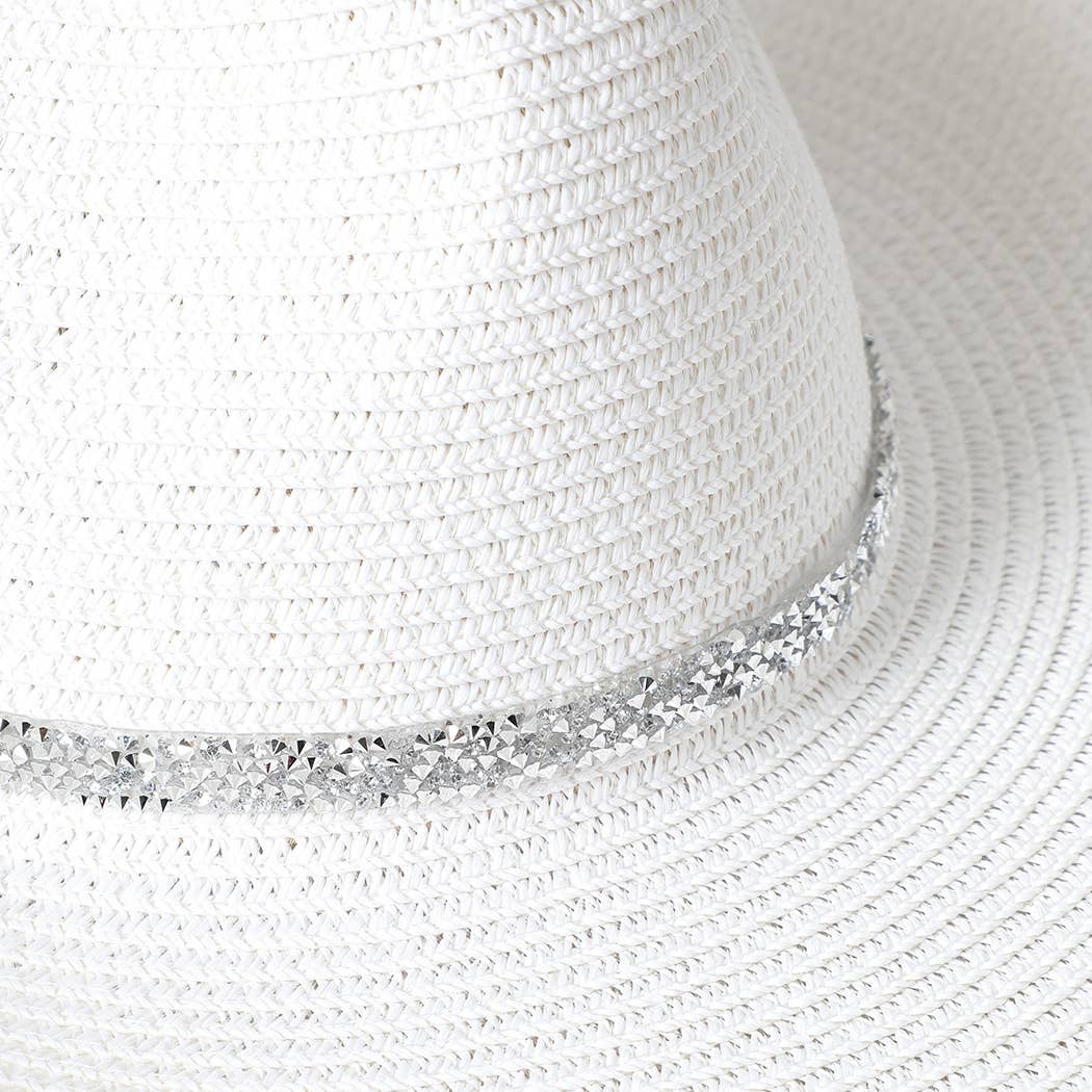 Fashion City - Rhinestone Band Straw Panama Cowboy Hat