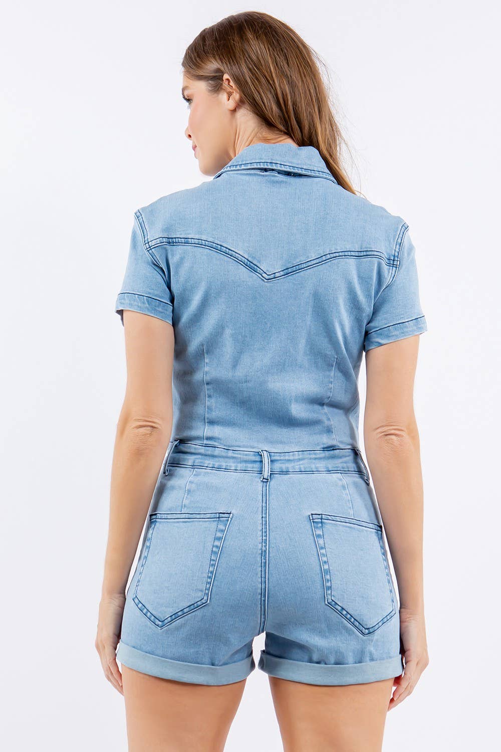 WISTERIA LANE - BOHO DENIM ROMPER - LT DENIM