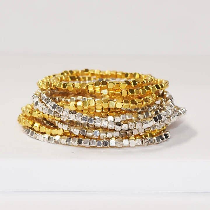 Beaded Bracelets (Set of 15)  Gold