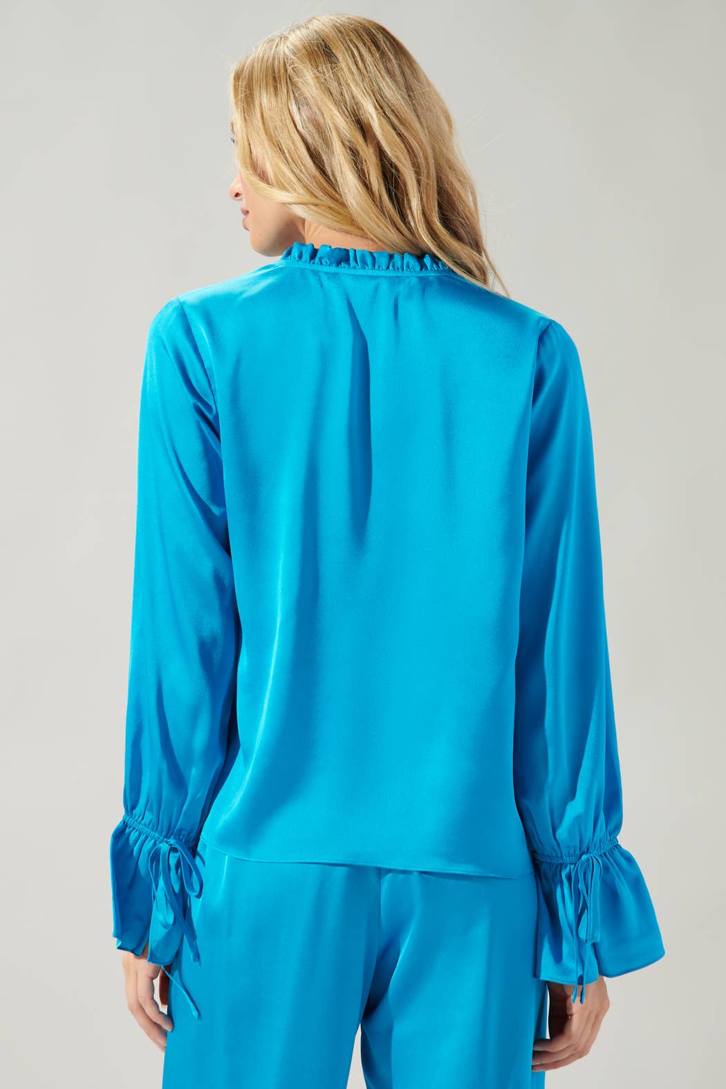 Sugarlips - Chateau Satin Ezra Split Neck Blouse