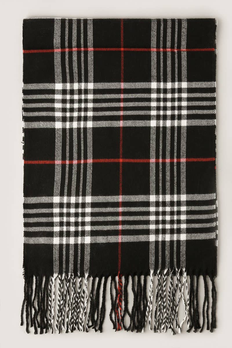 FS: Ivory Giant Check Cashmere Feel Muffler Scarf