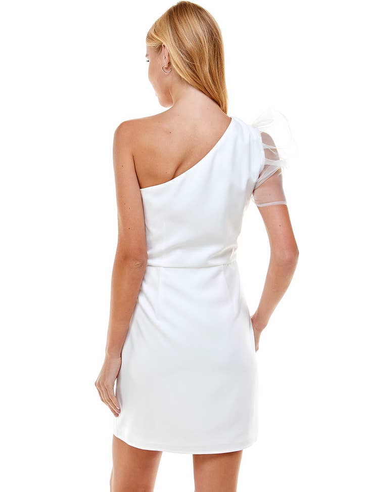 TCEC - White Asymmetrical One Shoulder Dress