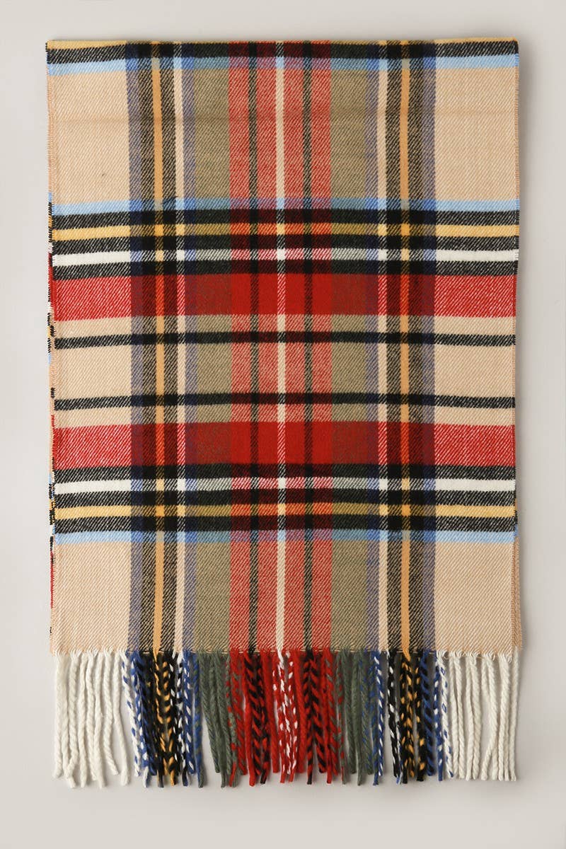 FS: Ivory Giant Check Cashmere Feel Muffler Scarf