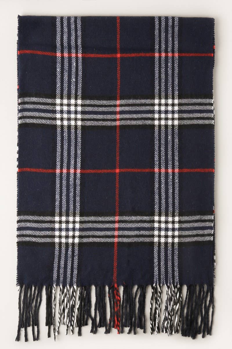 FS: Blue Giant Check Cashmere Feel Muffler Scarf/LT.BLUE