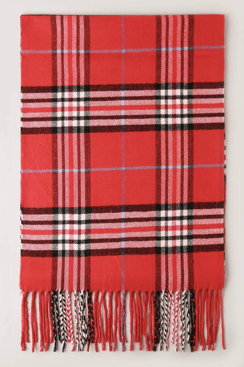 FS: Ivory Giant Check Cashmere Feel Muffler Scarf