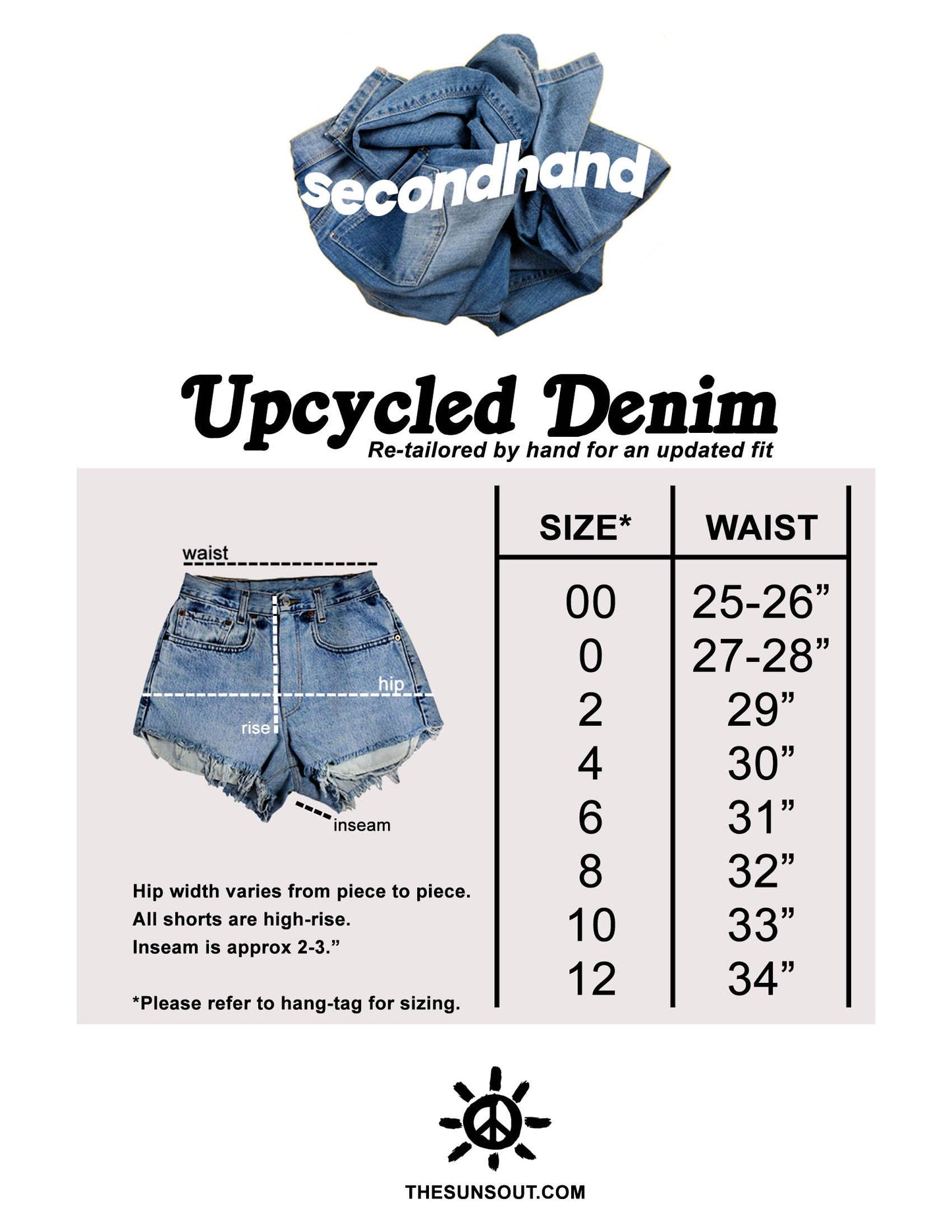 Sun's Out! - High-Rise Upcycled Denim Cutoff Shorts - Original