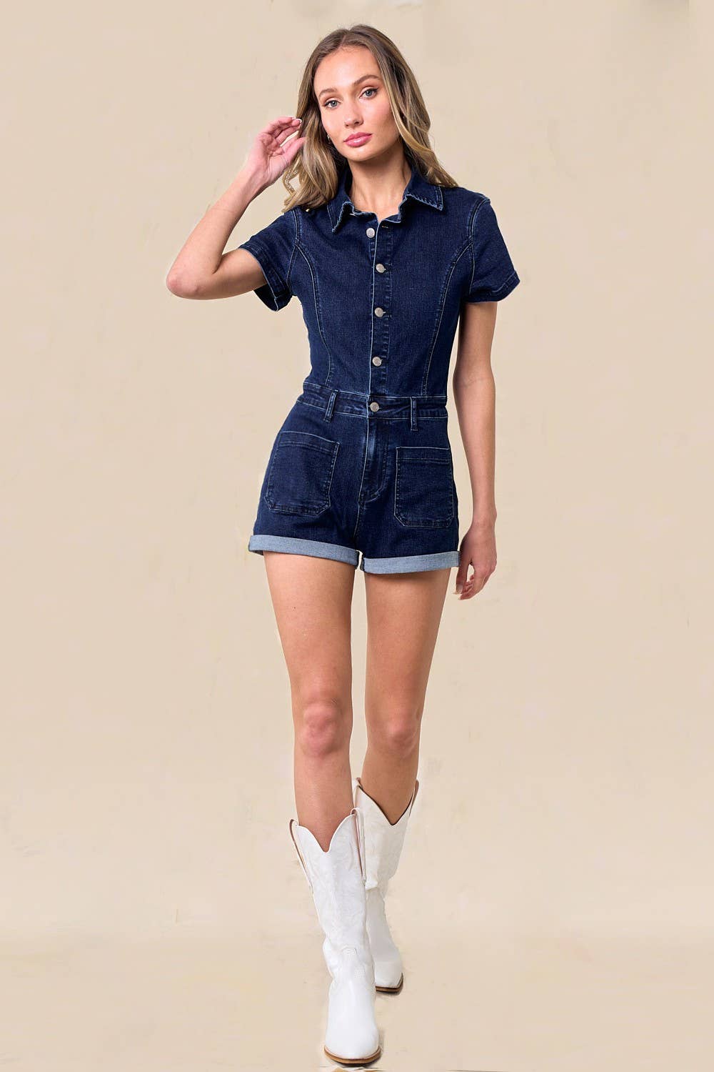 WISTERIA LANE - BOHO DENIM ROMPER - LT DENIM