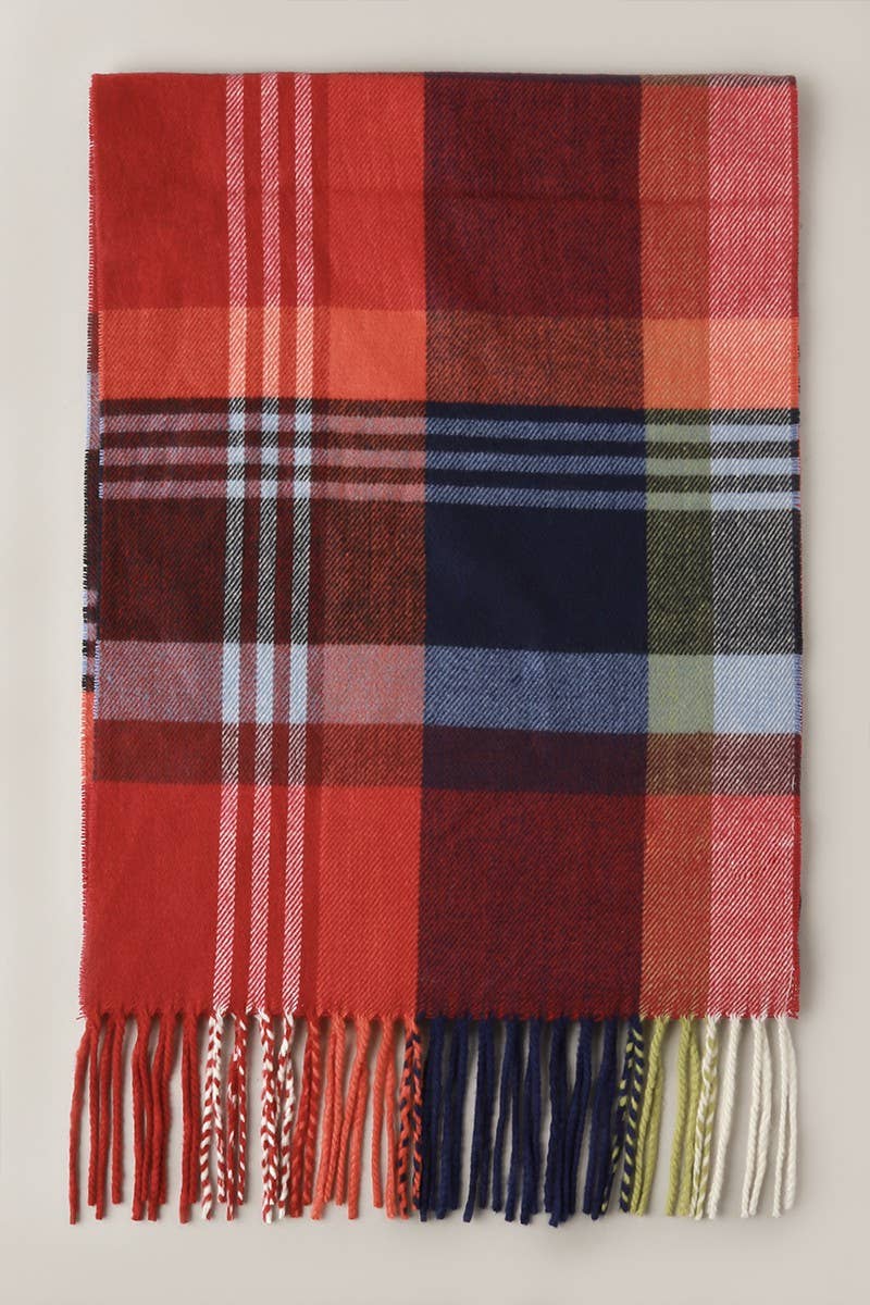 FS: Ivory Giant Check Cashmere Feel Muffler Scarf