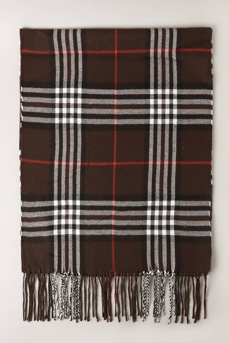 FS: Ivory Giant Check Cashmere Feel Muffler Scarf