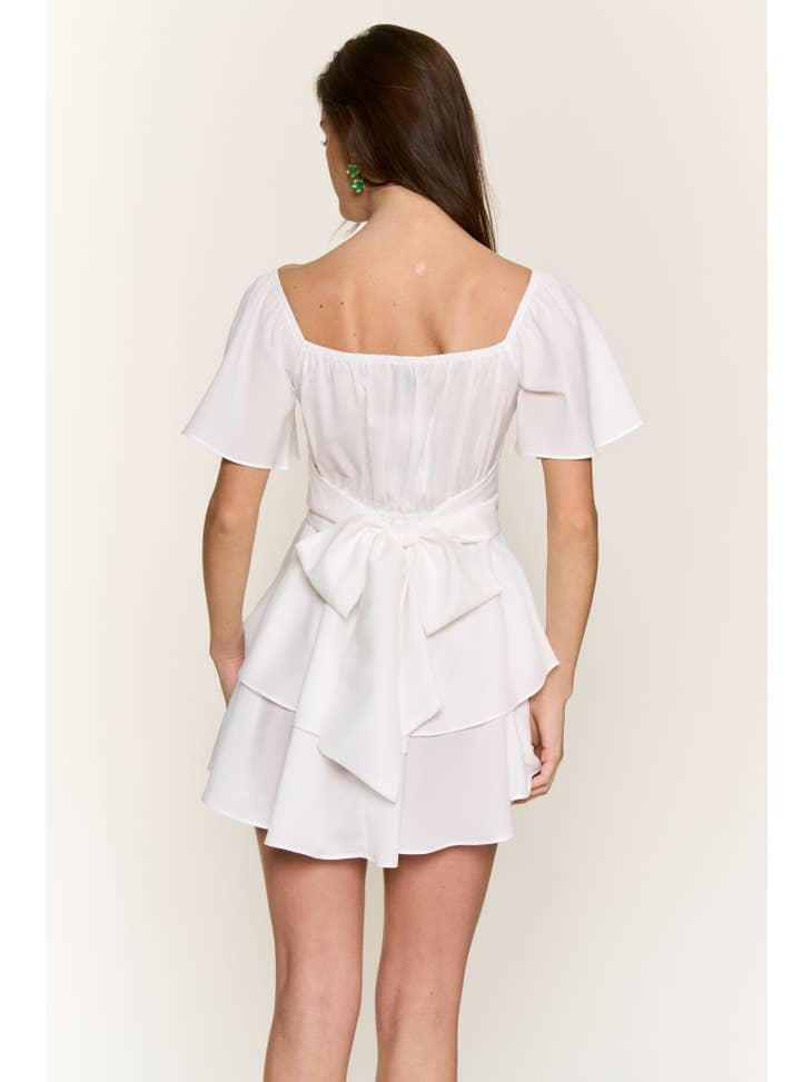 Hers & Mine - V WIRED BUST DOUBLE LAYERED DRESS OFF WHITE