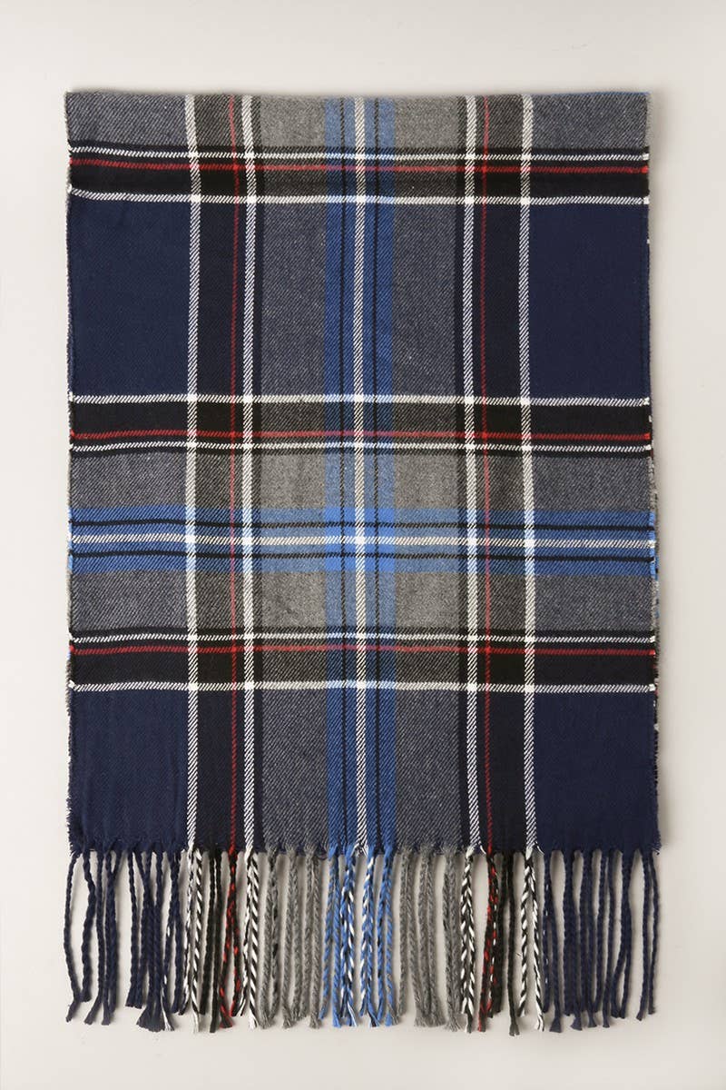 FS: Blue Giant Check Cashmere Feel Muffler Scarf/LT.BLUE