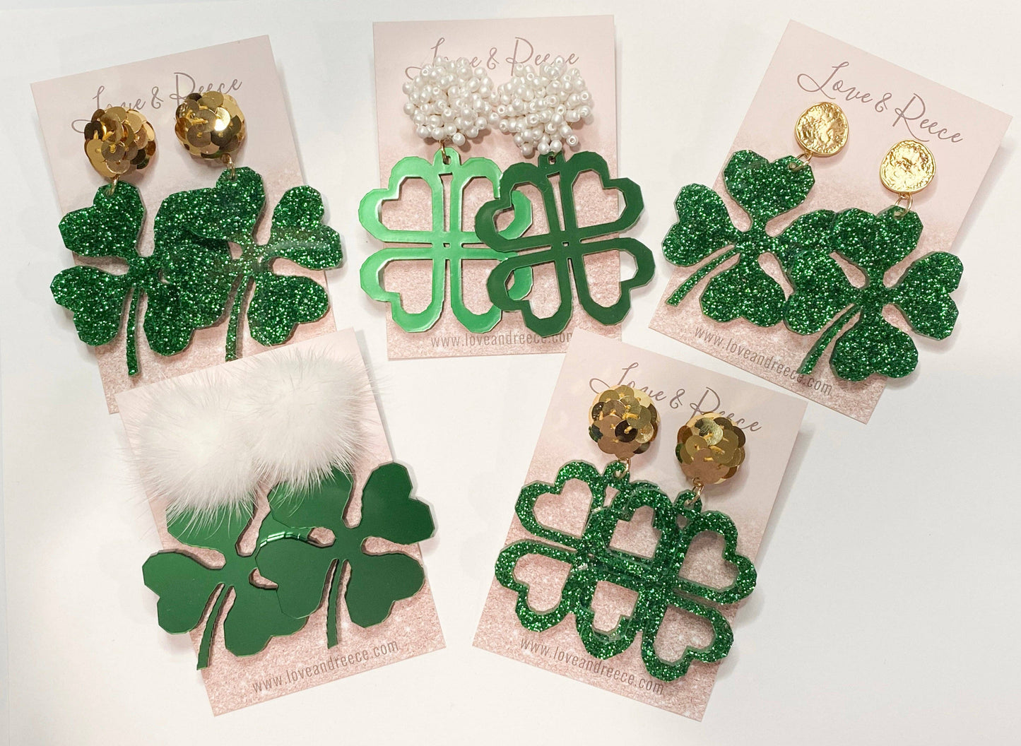 Love & Reece - Shamrock Gold Sequin St. Patrick's Day Shamrock Earrings