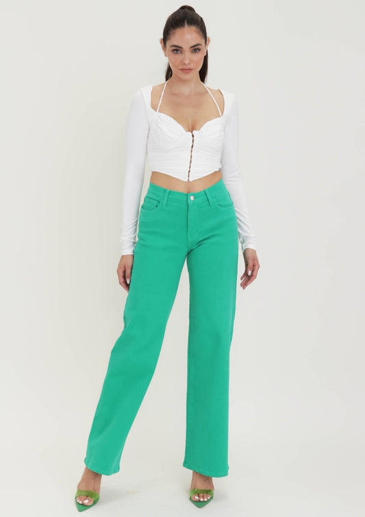 Vibrant M.i.U - Green VBRT Color Wide Jeans