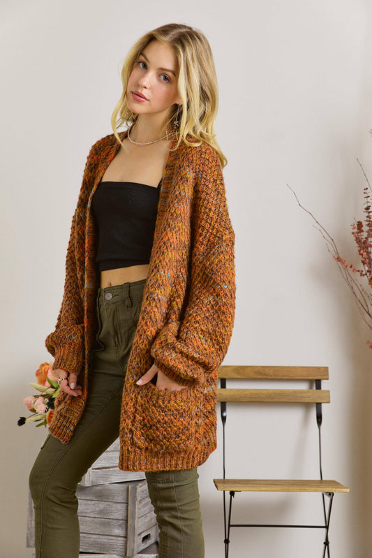 ADORA LA: COMFY KNITTED RUST SWEATER CARDIGAN