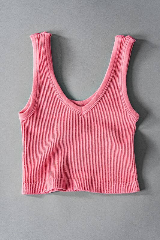 Urban Daizy - BUBBLE GUM SEAMLESS CROP TANK TOP