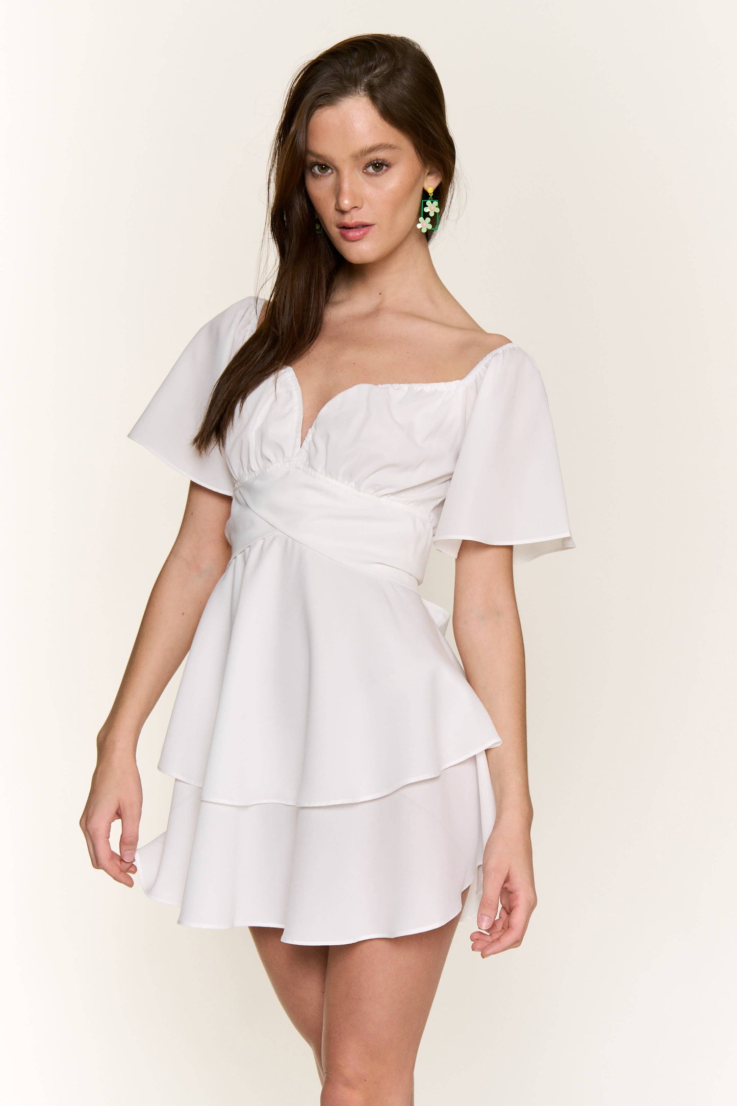 Hers & Mine - V WIRED BUST DOUBLE LAYERED DRESS OFF WHITE