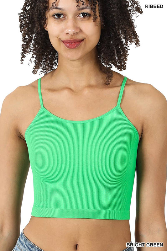 Vanilla Monkey - Bright Green Ribbed Seamless Cropped Cami