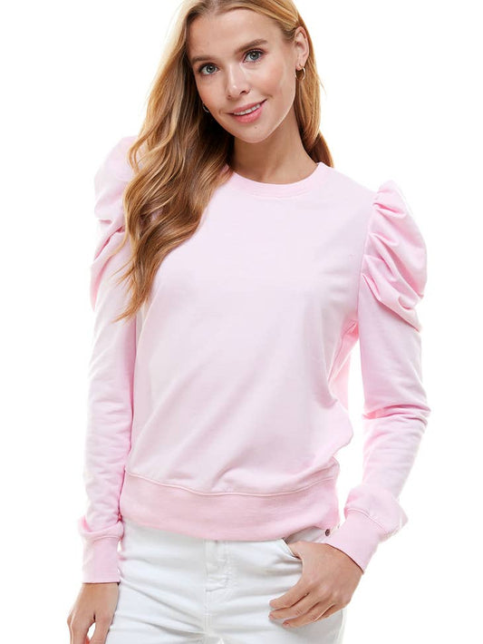 Barbie Pink Knit Puff Sleeve Top