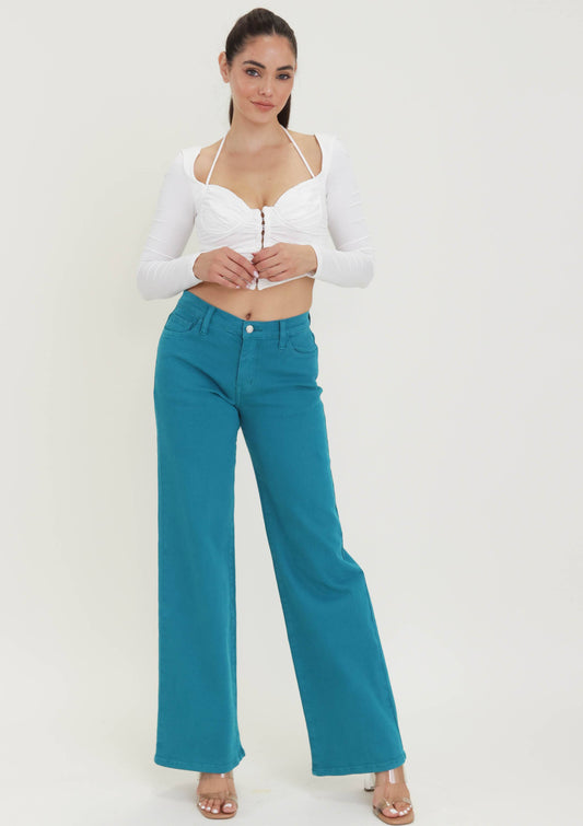 Vibrant M.i.U - Peacock VBRT Color Wide Jeans