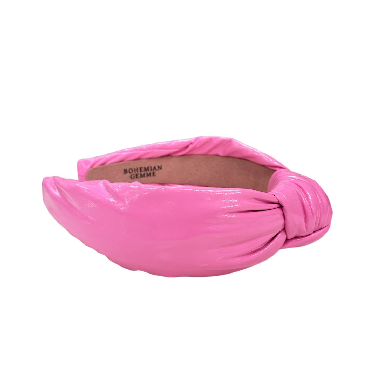 BOHEMIAN GEMME - Barbie Pink Patent Leather Knotted Headband