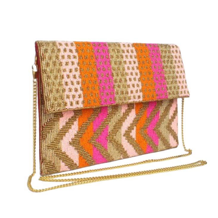 MMV - Pink Arrow Beaded Clutch