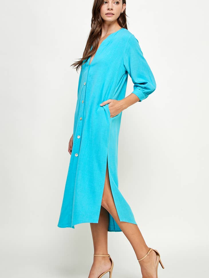 Zara linen button clearance dress