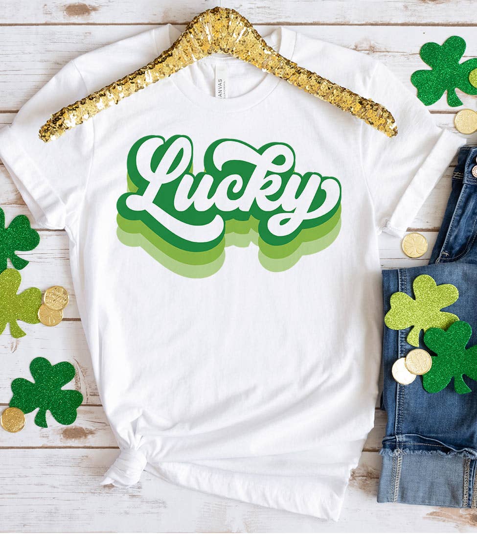 House Of Rodan - White St Patricks Day - Lucky Retro T-Shirt