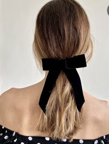 Velvet Bow Barrette Black