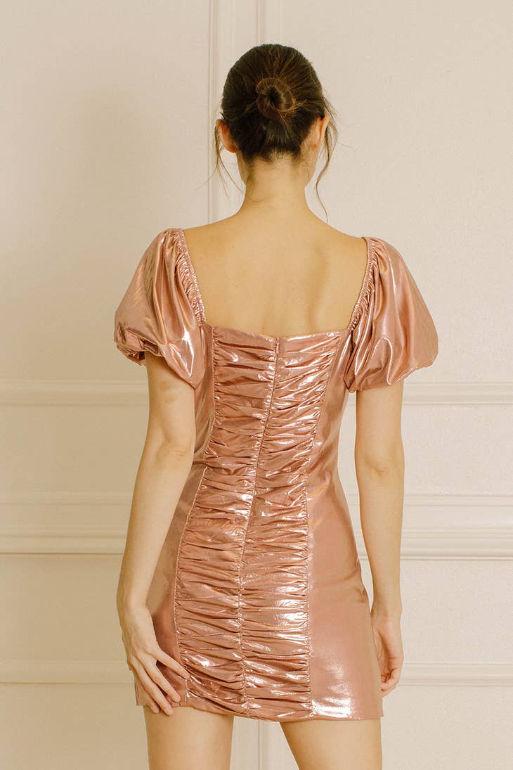 STORIA - Monochromatic Foil Metallic Mini Dress