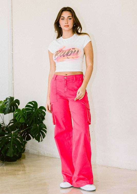 Vibrant M.i.U - Pink Color Pops Cargo Pants