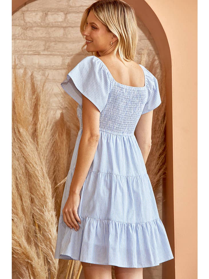 Andrée by Unit - Woven Babydoll Tiered Dress Light Blue