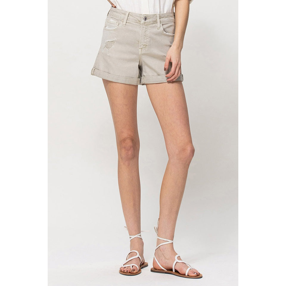 Flying Monkey - Sage Green HIGH RISE ROLLED UP SHORTS